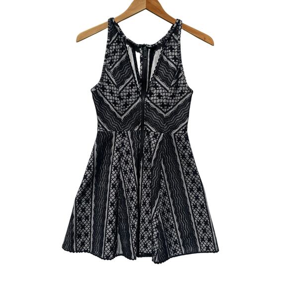 FREE PEOPLE Women’s Y2K Black and White Lace Fit and Flare Mini Dress - Picture 5 of 7